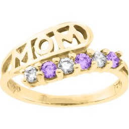 "Cherish" MOM Cut-out 2-6 Stones Ring