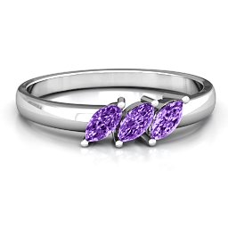 Grand Marquise Trio Ring in 925 Sterling Silver with Amethyst