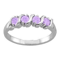 2-6 Gemstones S-Curve Ring