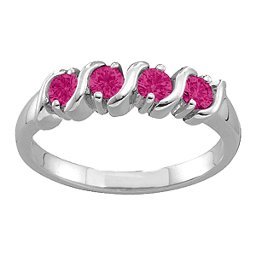 2-6 Gemstones S-Curve Ring