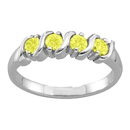 2-6 Gemstones S-Curve Ring