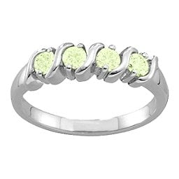 2-6 Gemstones S-Curve Ring