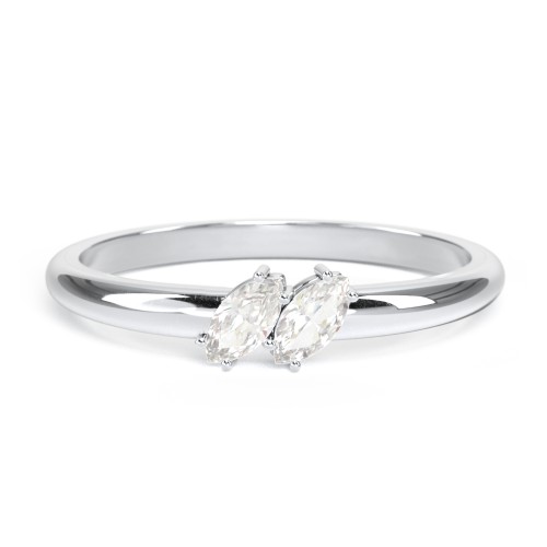 2 Stone Marquise Ring – Sterling Silver with Cubic Zirconia