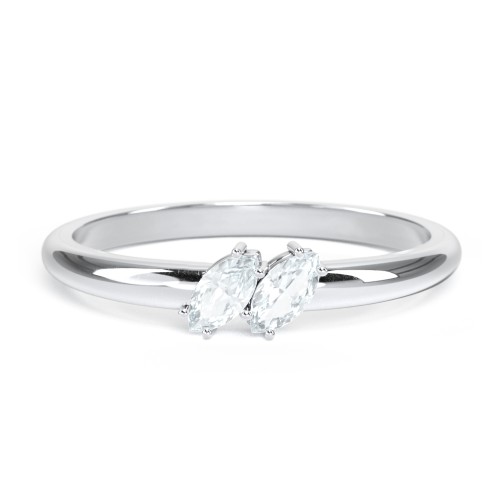 2 Stone Marquise Ring – Sterling Silver with Aquamarine
