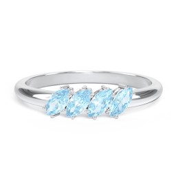 4 Stone Marquise Ring in 925 Sterling Silver with Blue Topaz