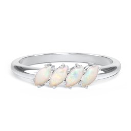 4 Stone Marquise Ring in 925 Sterling Silver with Opal