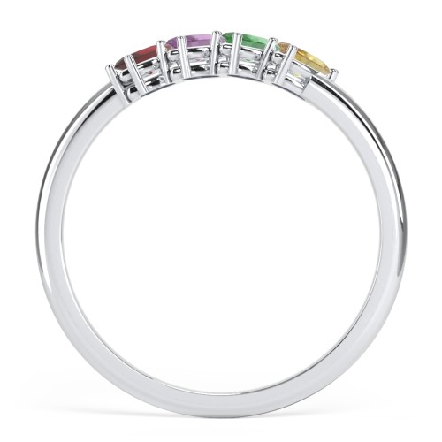 4 Stone Marquise Ring – Sterling Silver with Garnet, Amethyst, Emerald, and Citrine