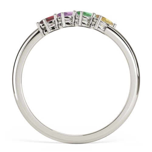 4 Stone Marquise Ring – 10K White Gold with Garnet, Amethyst, Emerald, and Citrine