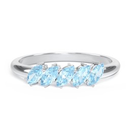 5 Stone Marquise Ring in 925 Sterling Silver with Blue Topaz