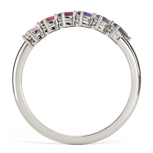 6 Stone Marquise Ring – 10K White Gold with Pink Tourmaline, Ruby, Garnet, Amethyst, Alexandrite, and Smokey Quartz