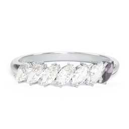 7 Stone Marquise Ring in 925 Sterling Silver with Cubic Zirconia and Alexandrite