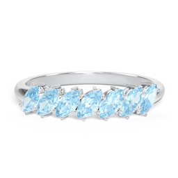 7 Stone Marquise Ring in 925 Sterling Silver with Blue Topaz