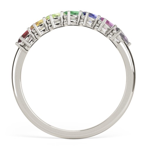 7 Stone Marquise Ring – 10K White Gold with Garnet, Citrine, Peridot, Emerald, Blue Sapphire, Amethyst, and Alexandrite