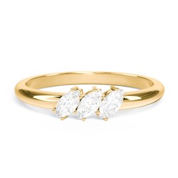 Petit Marquise Trio Ring in 10K Solid Yellow Gold with White Sapphire