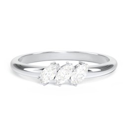 Petit Marquise Trio Ring in 925 Sterling Silver with White Sapphire