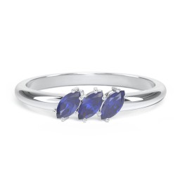 Petit Marquise Trio Ring in 925 Sterling Silver with Blue Sapphire