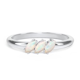 Petit Marquise Trio Ring in 925 Sterling Silver with Opal