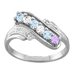 Diagonal Gemstone Ring with Accents