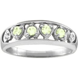 "Lyric" Embedded Hearts Ring with 2-6 stones