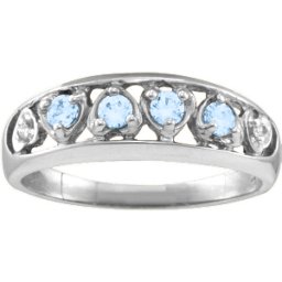 "Lyric" Embedded Hearts Ring with 2-6 stones