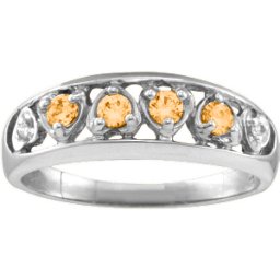 "Lyric" Embedded Hearts Ring with 2-6 stones