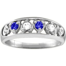 "Lyric" Embedded Hearts Ring with 2-6 stones