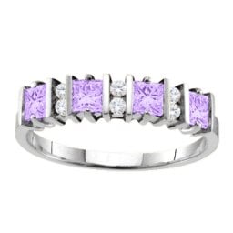 "Echo" 2-6 Princess Cut Stones Ring With Accents