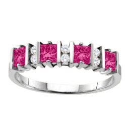 "Echo" 2-6 Princess Cut Stones Ring With Accents