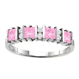 "Echo" 2-6 Princess Cut Stones Ring With Accents