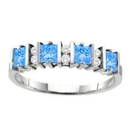 "Echo" 2-6 Princess Cut Stones Ring With Accents