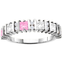 "Echo" 2-6 Princess Cut Stones Ring With Accents