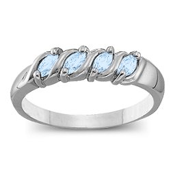 Marquise Gemstone Wave Ring