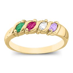 Marquise Gemstone Wave Ring