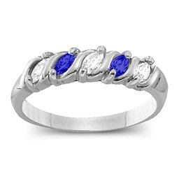 Marquise Gemstone Wave Ring