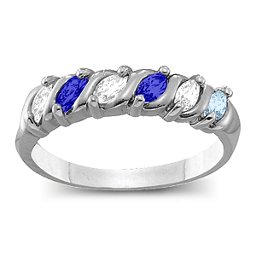 Marquise Gemstone Wave Ring