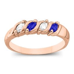 Marquise Gemstone Wave Ring