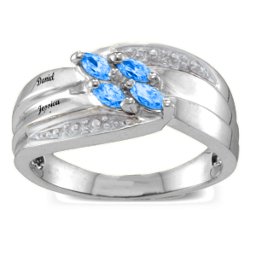 Angled 2-6 Marquise Ring