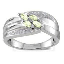 Angled 2-6 Marquise Ring