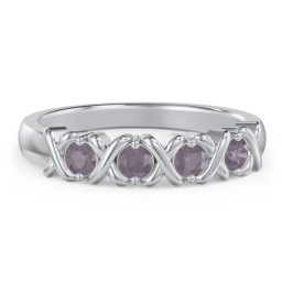 Hugs & Kisses XOXO Ring with 2-5 Stones in 925 Sterling Silver with Alexandrite and Blue Sapphire