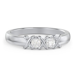 Hugs & Kisses XOXO Ring with 2-5 Stones in 925 Sterling Silver with Diamond