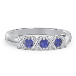 Hugs & Kisses XOXO Ring with 2-5 Stones in 925 Sterling Silver with Blue Sapphire