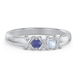 Hugs & Kisses XOXO Ring with 2-5 Stones in 925 Sterling Silver