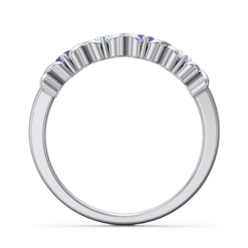 Hugs & Kisses XOXO Ring with 2-5 Stones – Sterling Silver with Blue Sapphire and Aquamarine