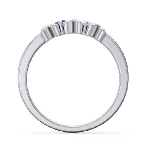 Hugs & Kisses XOXO Ring with 2-5 Stones – Sterling Silver with Blue Sapphire and Aquamarine