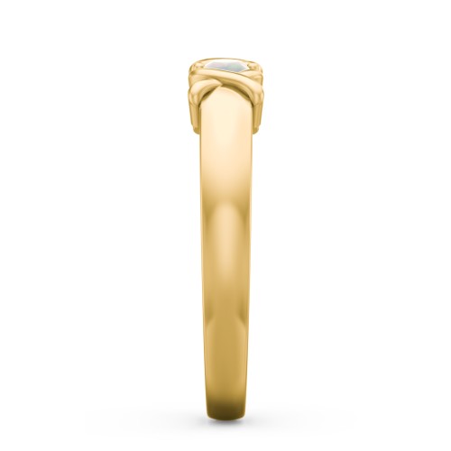 Hugs & Kisses XOXO Ring with 2-5 Stones – 10K Yellow Gold with Opal