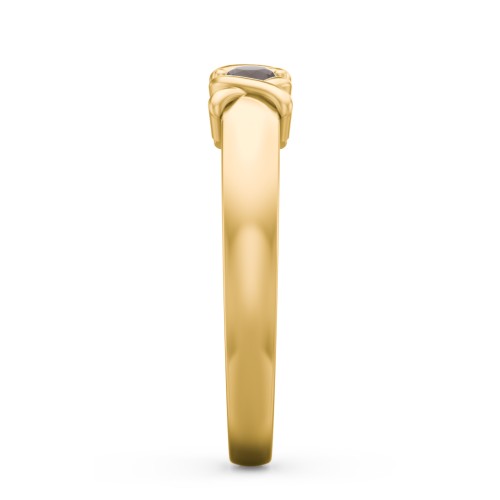 Hugs & Kisses XOXO Ring with 2-5 Stones – 10K Yellow Gold with Smokey Quartz