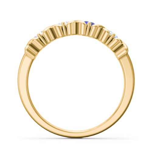 Hugs & Kisses XOXO Ring with 2-5 Stones – 10K Yellow Gold with Diamond, Blue Sapphire, and Aquamarine