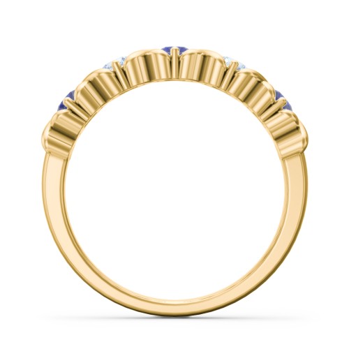 Hugs & Kisses XOXO Ring with 2-5 Stones – 10K Yellow Gold with Blue Sapphire and Aquamarine