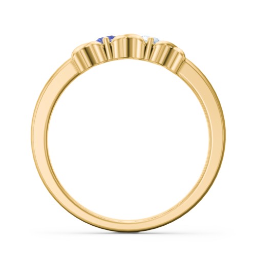 Hugs & Kisses XOXO Ring with 2-5 Stones – 10K Yellow Gold with Blue Sapphire and Aquamarine