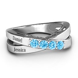 Across My Heart 4-Stone Ring in 925 Sterling Silver with Blue Topaz